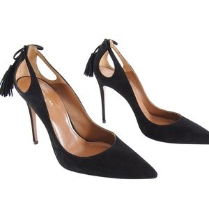 Aquazzura Black Tassel Heels